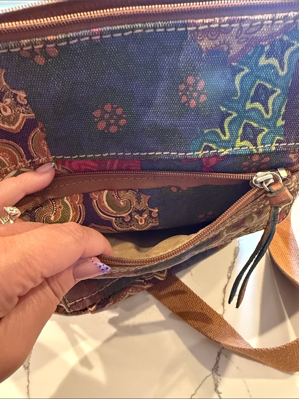 Fossil patchwork Boho Multi-Color Crossbody Shoulder Bag - Picture 4 of 11